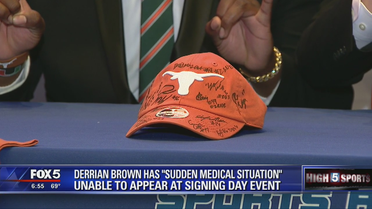 Derrian Brown has 'sudden medical situation' unable to appear at Signing Day event
