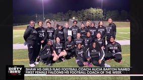 Falcons honor first girls flag football coach as their high school football coach of the week
