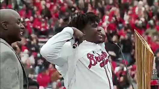 UGA football lineman Jordan Davis celebrates Georgia sports titles