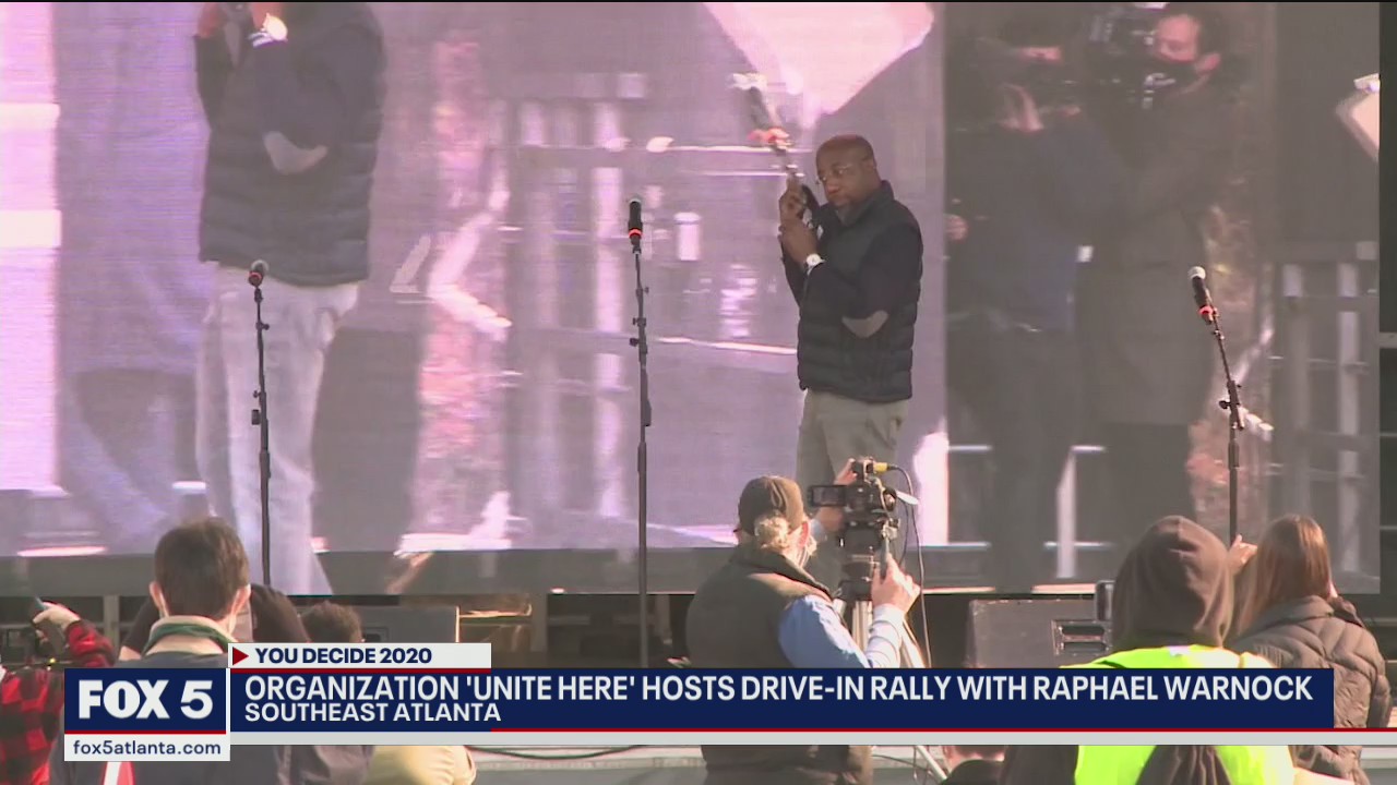 Drive-in rally for Warnock in southeast Atlanta | FOX 5 Atlanta