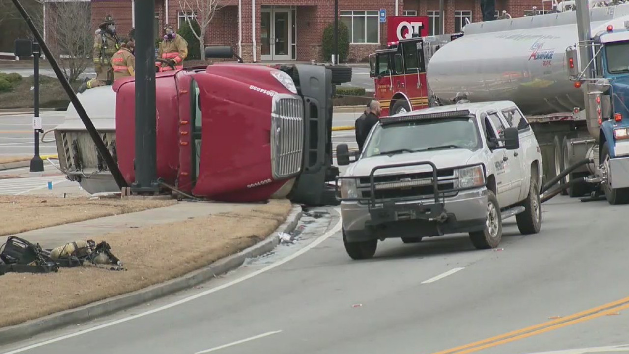Officials move oil tanker that overturned and closed Gwinnett County ...