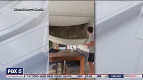 Family surprised by collapsing ceiling