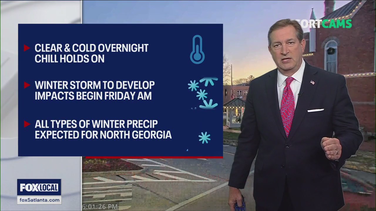 Timeline for snow, ice in Georgia