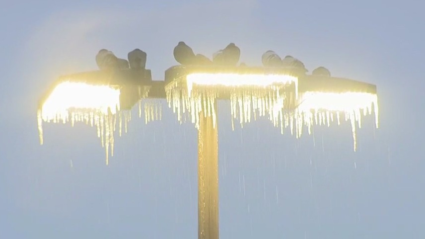 Dangerous, heavy icicles forming