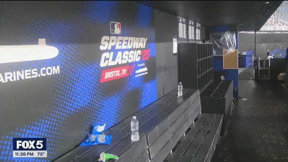 The aftermath of a lengthy rain delay, postponement of the inaugural MLB Speedway Classic