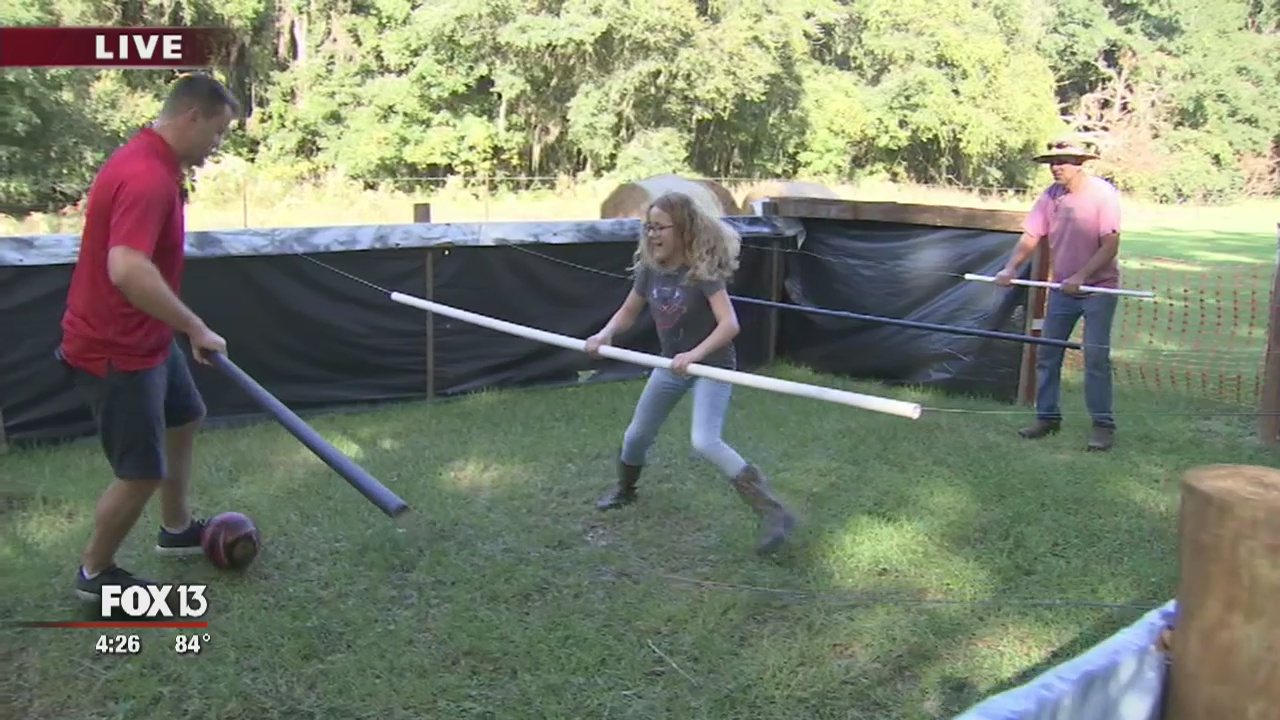 Life-sized family games at Jimmy MC's farm