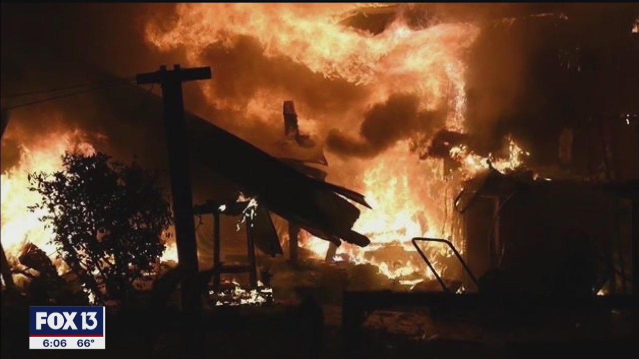 Simultaneous structure fires in Polk County | FOX 13 Tampa Bay