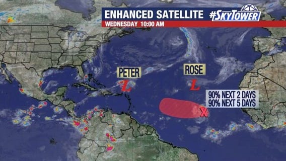 Tropical Storms Peter and Rose update: September 22, 20201