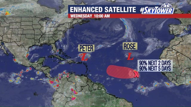 Tropical Storms Peter and Rose update: September 22, 20201
