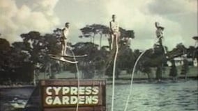 Ski champs in action at Cypress Gardens,1958