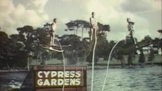 Ski champs in action at Cypress Gardens,1958