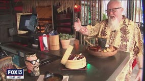 Authentic tiki bar on Dr. BBQ's rooftop