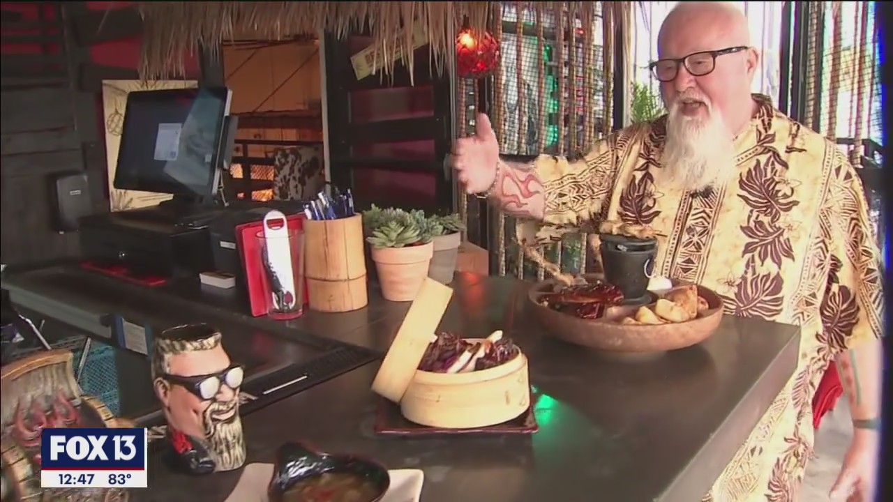 Authentic tiki bar on Dr. BBQ's rooftop