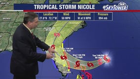 Tropical Storm Watch issued for Florida's Gulf Coast ahead of Tropical Storm Nicole; hurricane warnings in effect for east coast