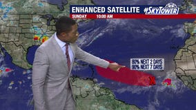 Tropical storm beginning to form in the Atlantic