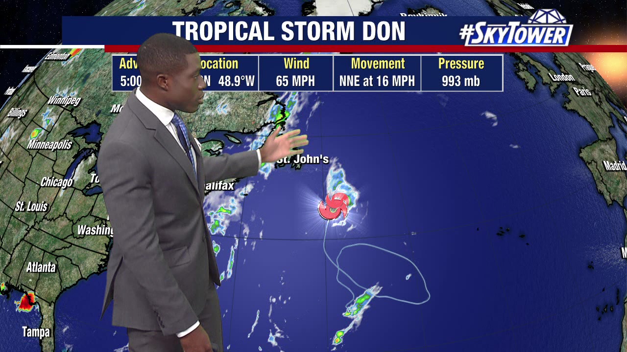 Hurricane Don returns to tropical storm status, invest 95 loses strength