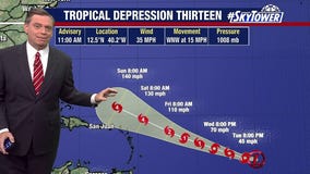 Tropical Depression 13 forms in Atlantic