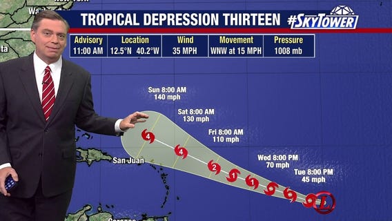 Tropical Depression 13 forms in Atlantic