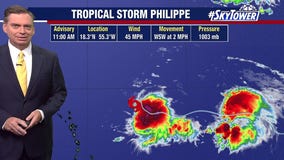 Tropical Storms Philippe and Rina spin in Atlantic