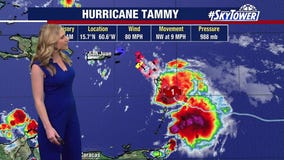 Hurricane Tammy impacting the Caribbean