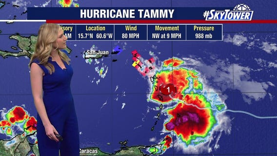 Hurricane Tammy impacting the Caribbean
