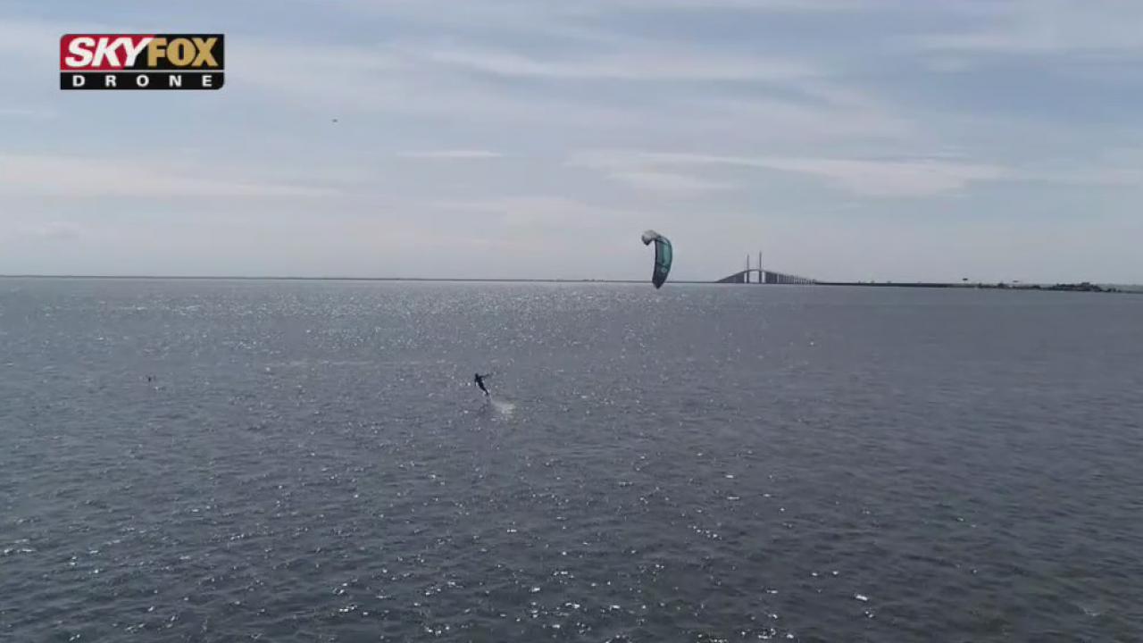 Drone Zone: Fly with kiteboarders along the Sunshine Skyway