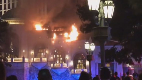 Fire engulfs part of roof of Bellagio hotel