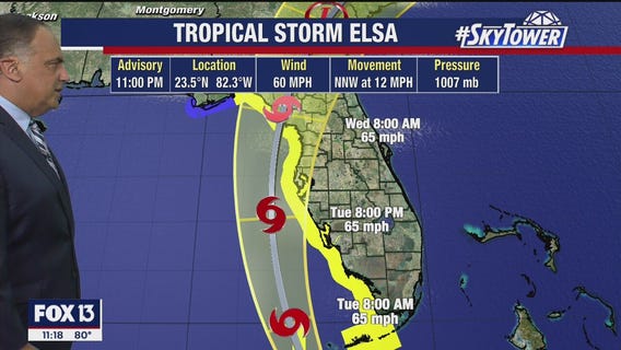 Tropical Storm Elsa Monday night update