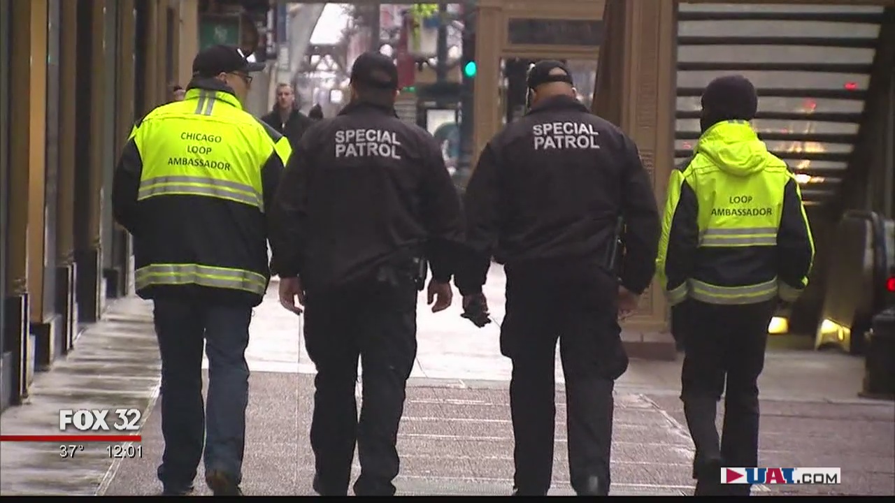 Armed private security guards hitting State Street