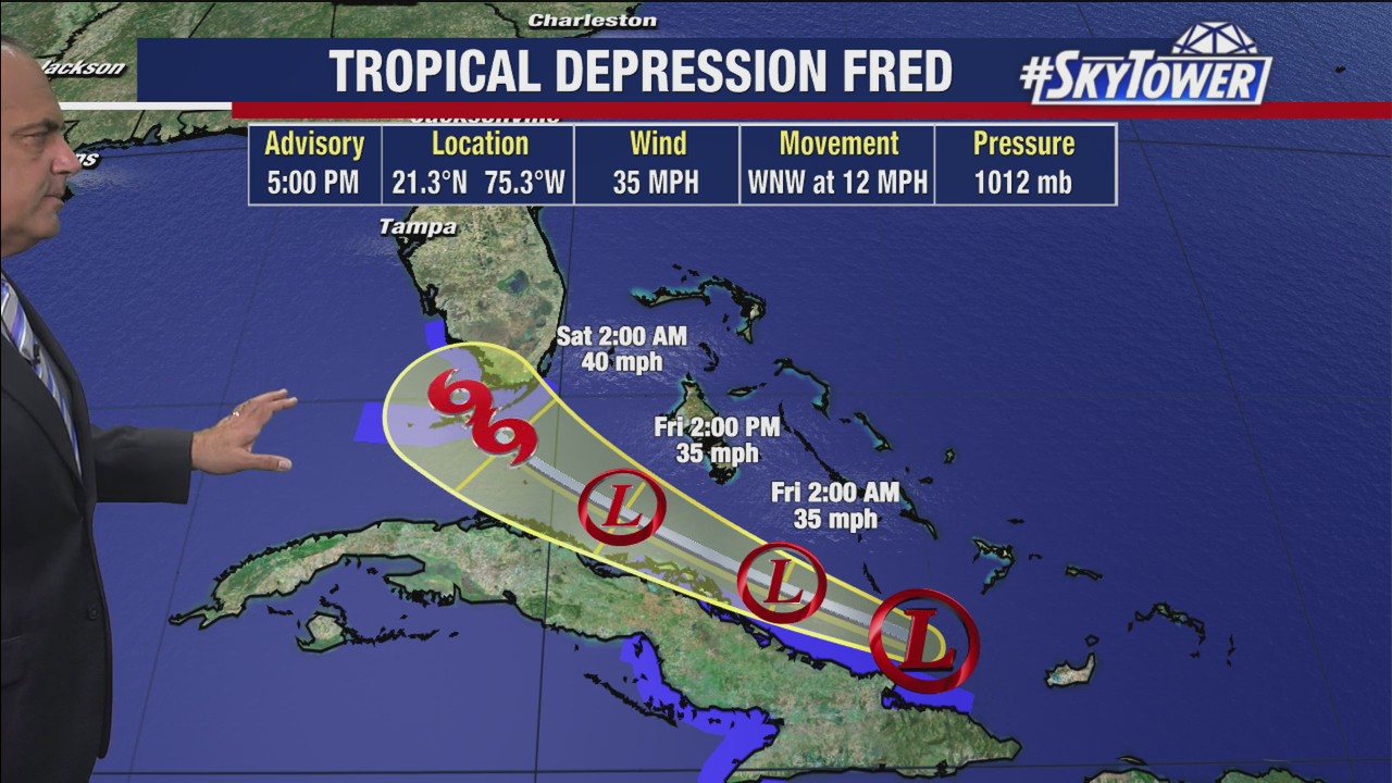 Tropical Depression Fred: Watches issued Thursday evening