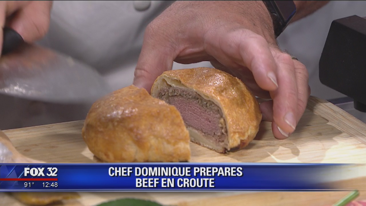 Chef Dominique prepares Beef en Croute