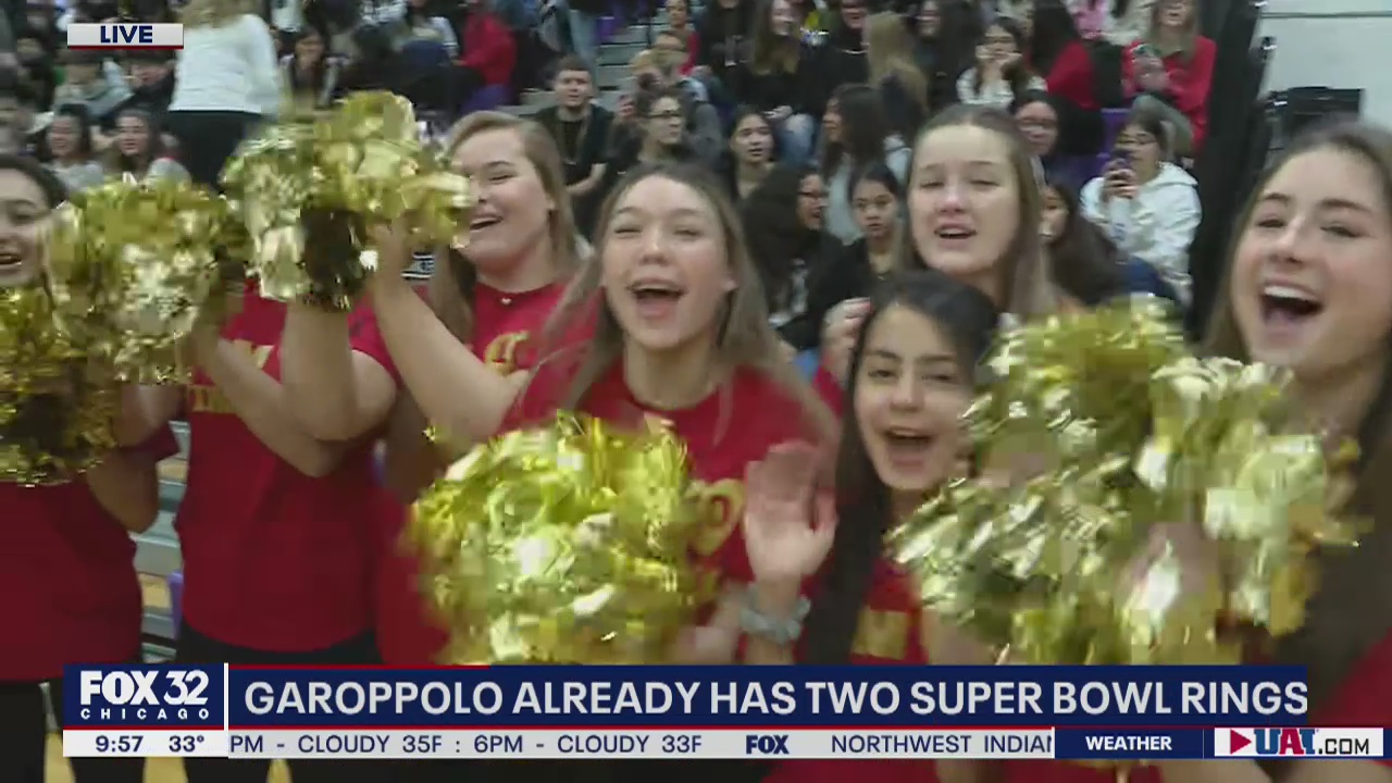 Rolling Meadows HS holds pep rally for their own Jimmy Garoppolo ahead of Super Bowl