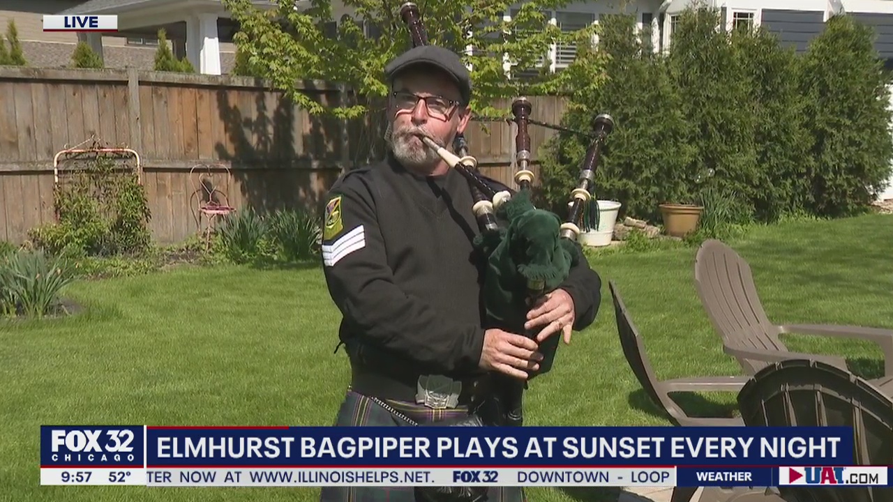 Elmhurst bagpiper lifts spirits far and wide with nightly performances