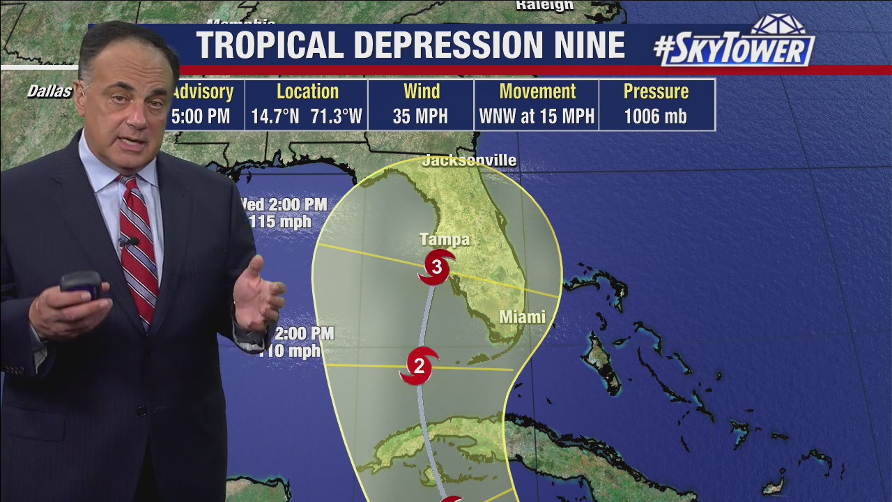 Tropical Depression 9 expected to strengthen