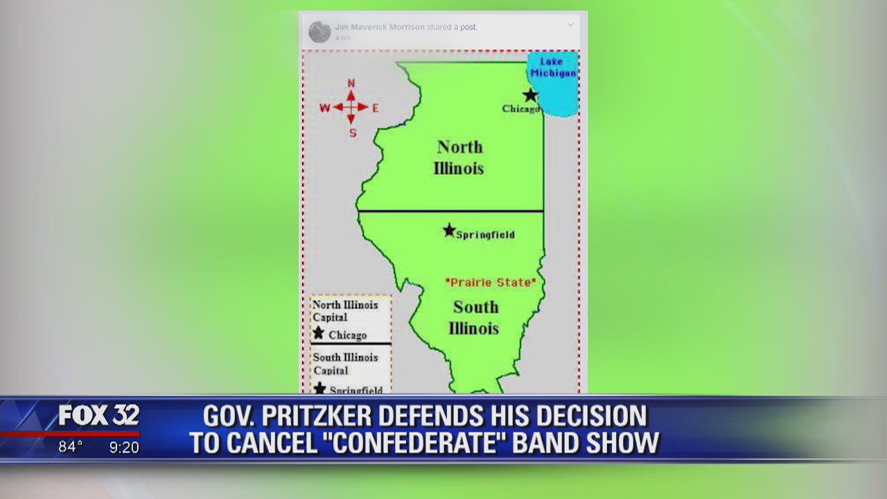 Governor Pritzker defends his decision to cancel 'Confederate' band show