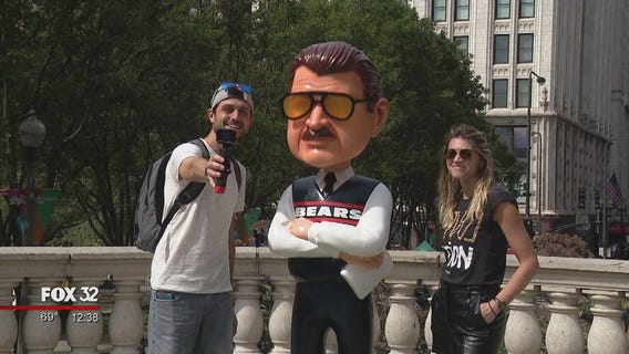 7-foot tall Mike Ditka bobblehead on display at Millennium Park