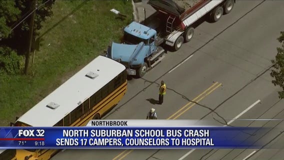 17 hurt when dump truck crashes into school buses in Libertyville