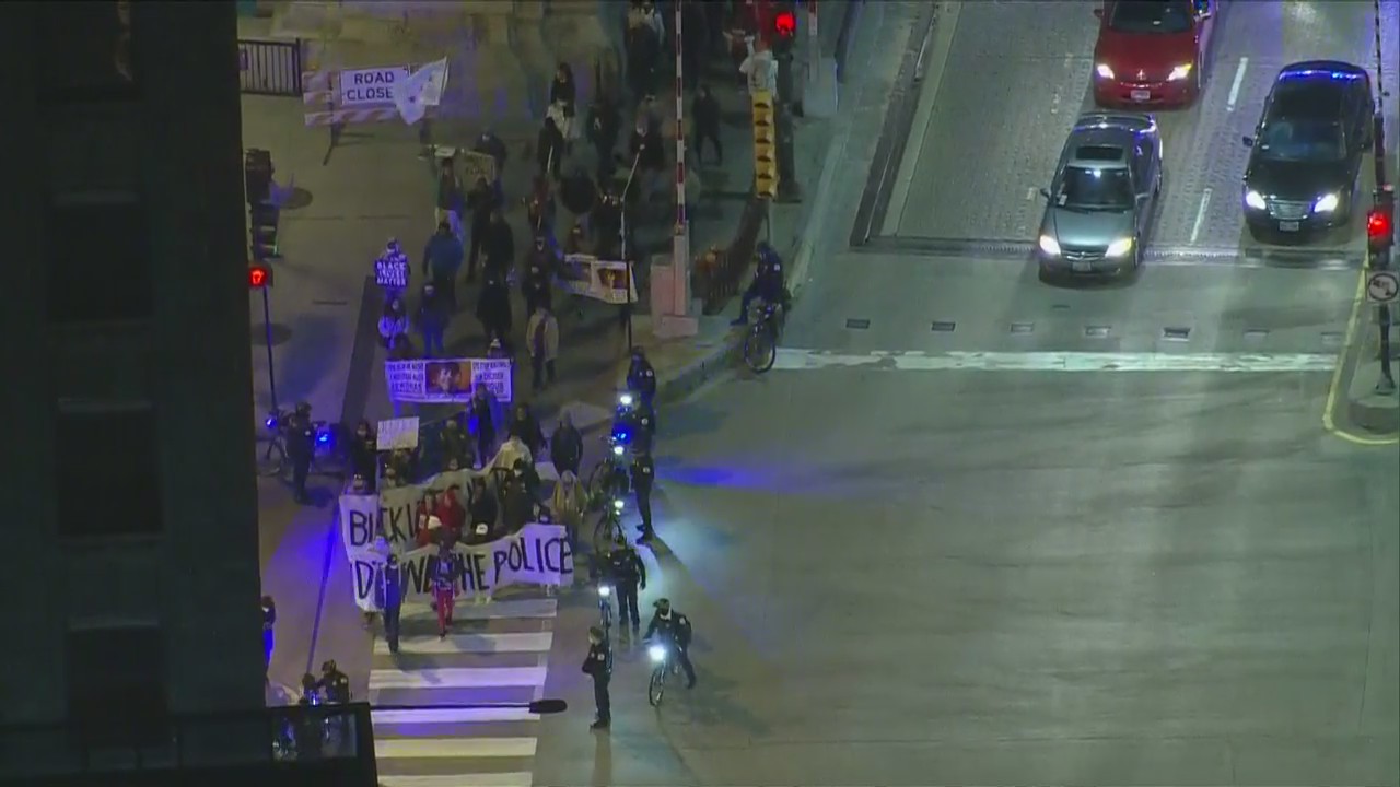 Demonstrations held in Chicago following release of fatal shooting video of Adam Toledo