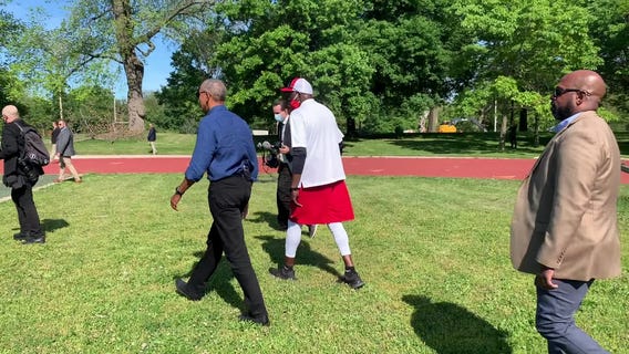 Former President Barack Obama surprises youth football team in Chicago