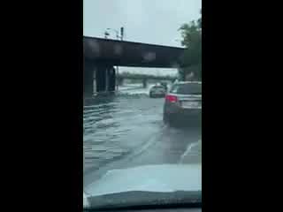 Video of flooding due to heavy rainfall on I-290