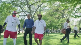 Former President Obama visits Jackson Park in Chicago