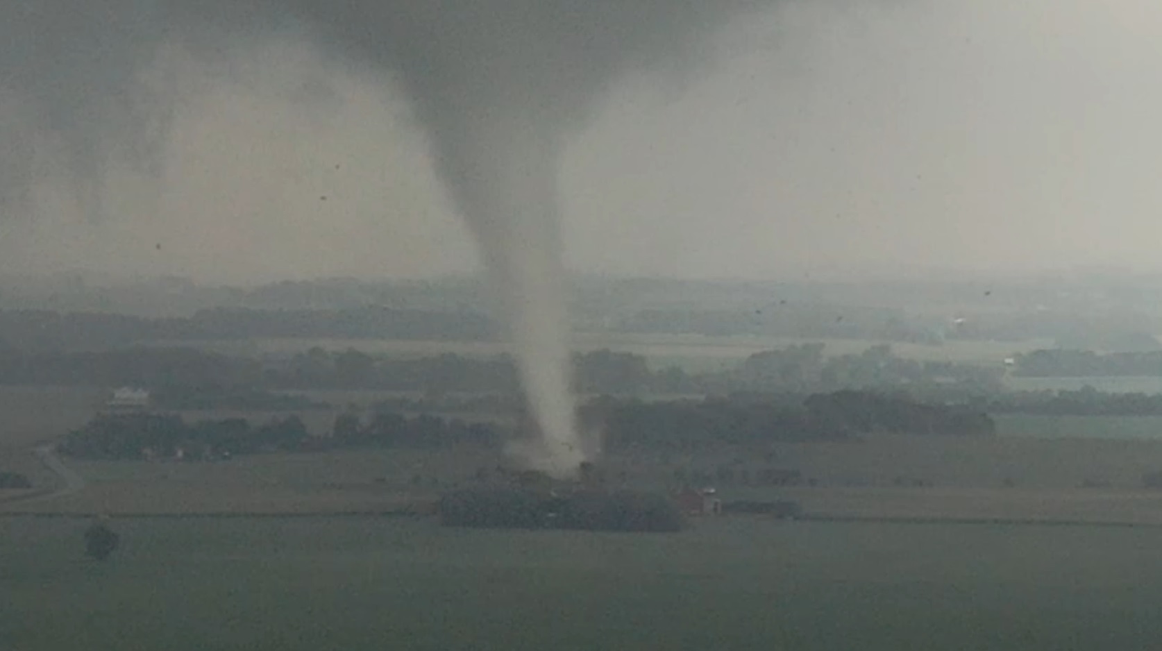Drone video shows tornado touch down in Sycamore, Illinois