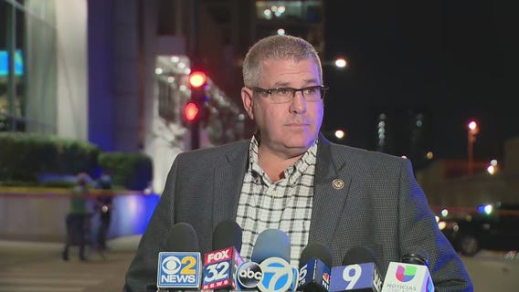 State Sen. Darren Bailey speaks after 5 shot in Chicago's West Town neighborhood