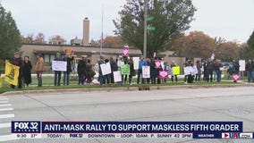 Parents, students hold anti-mask rally in Elmhurst to support 5th grader who refuses to wear mask
