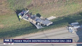FedEx truck destroyed in crash on I-294