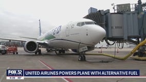 United Airlines powers plane with alternative fuel; flight takes off from Chicago's O'Hare Airport