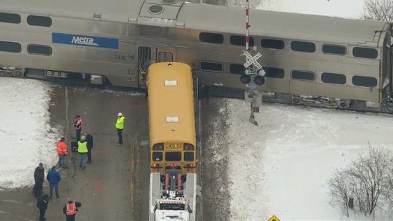 Train hits school bus in Orland Park