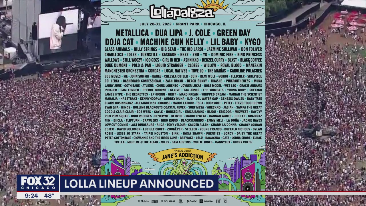 Lollapalooza 2022: Lineup released for four-day festival in Chicago's Grant Park