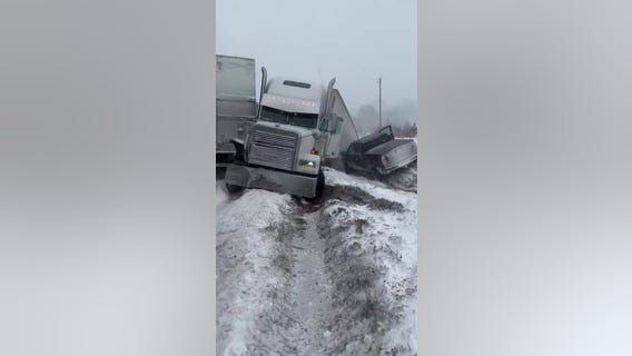 Winter Storm Warning: 100 vehicle pile-up on I-39 near El Paso, Illinois