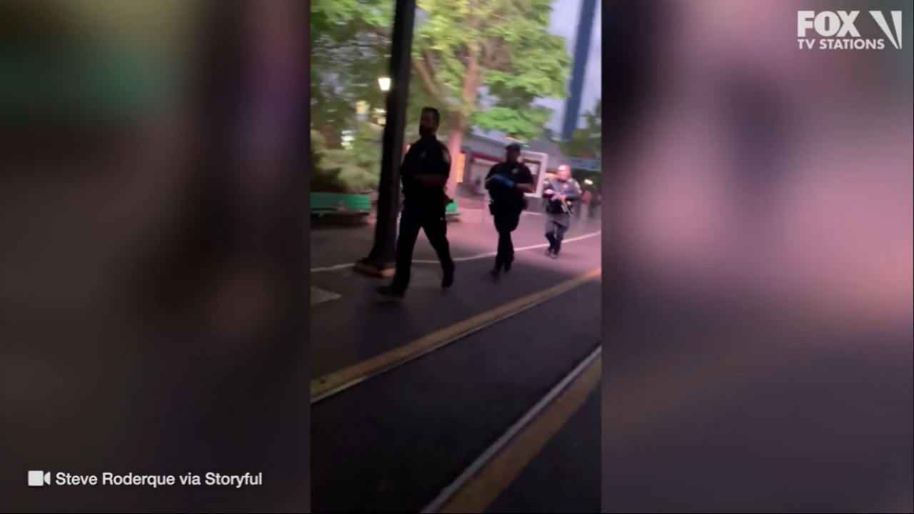 Police seen running into Six Flags amusement park amid shooting
